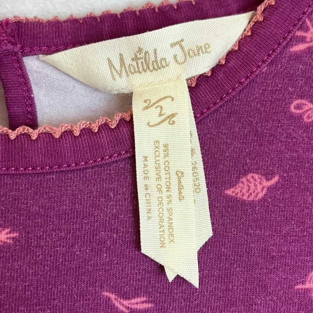 Matilda‎ Jane Girls Dress Long Sleeve Purple Leaf Print Ruffle Size 2
